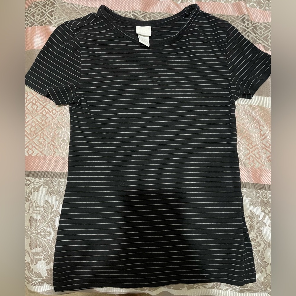 Black and white stripe cotton tshirt